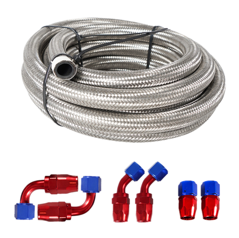 10/16/20/32FT 8AN CPE Fuel line Hose Braided Nylon Stainless Steel Oil Gas