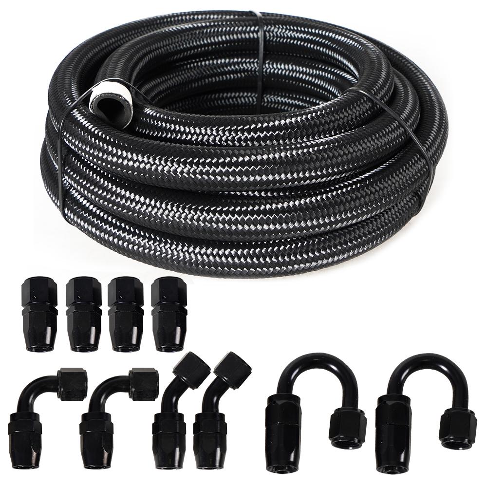 10FT AN8 Nylon Stainless Steel Braided Fuel Line Hose For Fuel