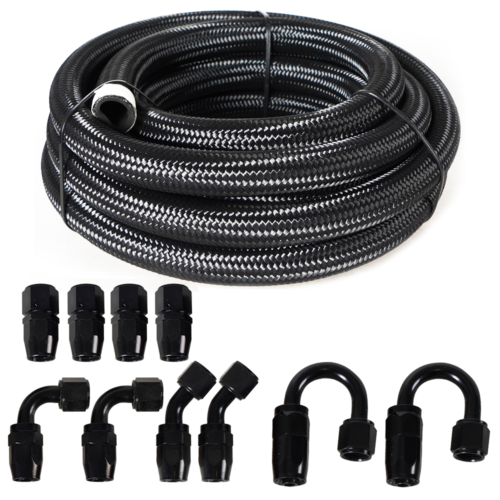 6AN PTFE Braided Black Nylon Hose / Line (E85 + Race Fuel Safe