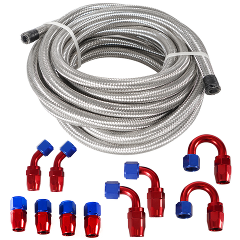 10/16/20/32FT 8AN CPE Fuel line Hose Braided Nylon Stainless Steel Oil Gas